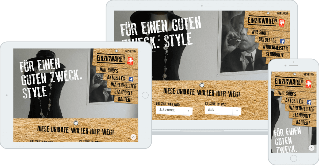 EiNZIGWARE Caritas – Responsive Startseite